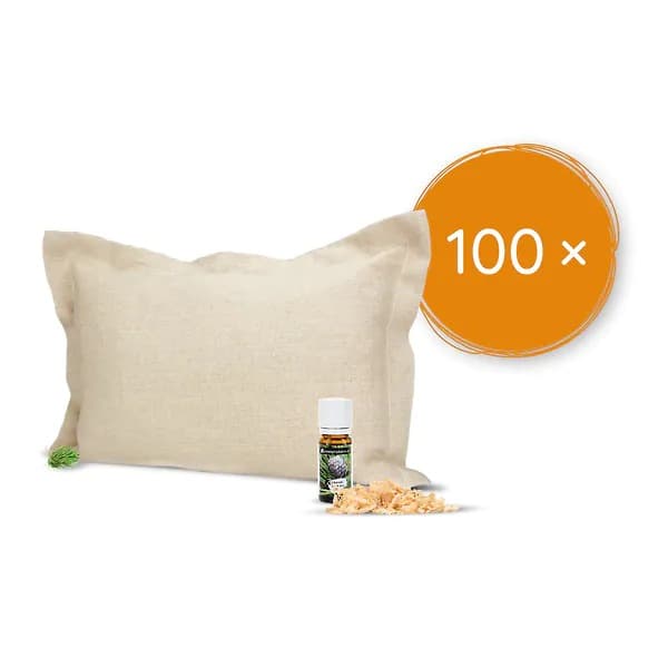 100 Stk. Zirbenkissen (22x34cm) + Bio Zirbenöl (10ml)